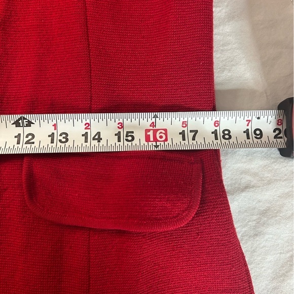 Lauren Ralph Lauren Red Long Wool Cardigan Four Button Sweater Jacket M Classic - Picture 8 of 12